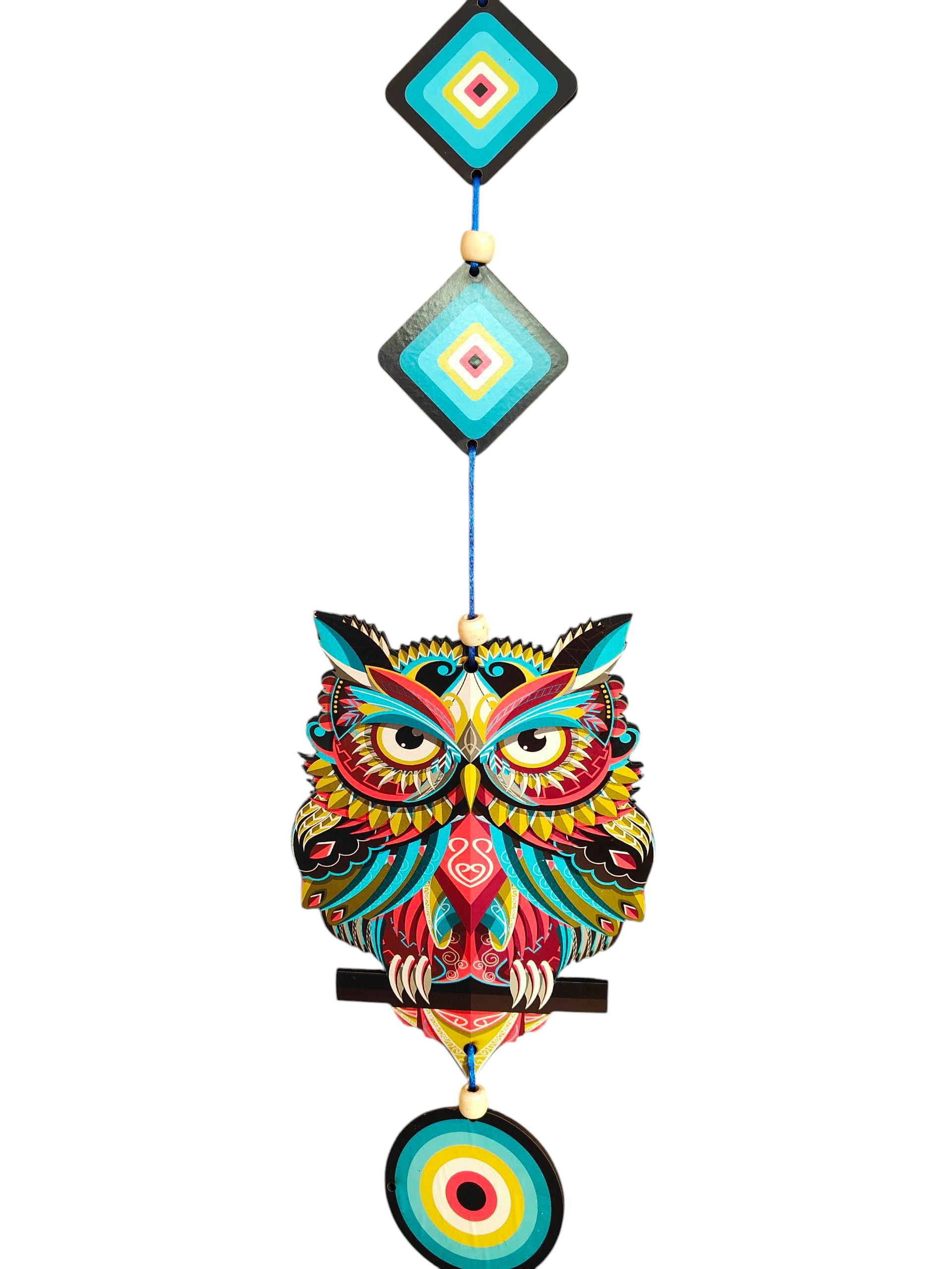 owl and evil eye hanging wall decoration wooden wall hanging, handmade home decor, good luck and protection symbol for positive energy