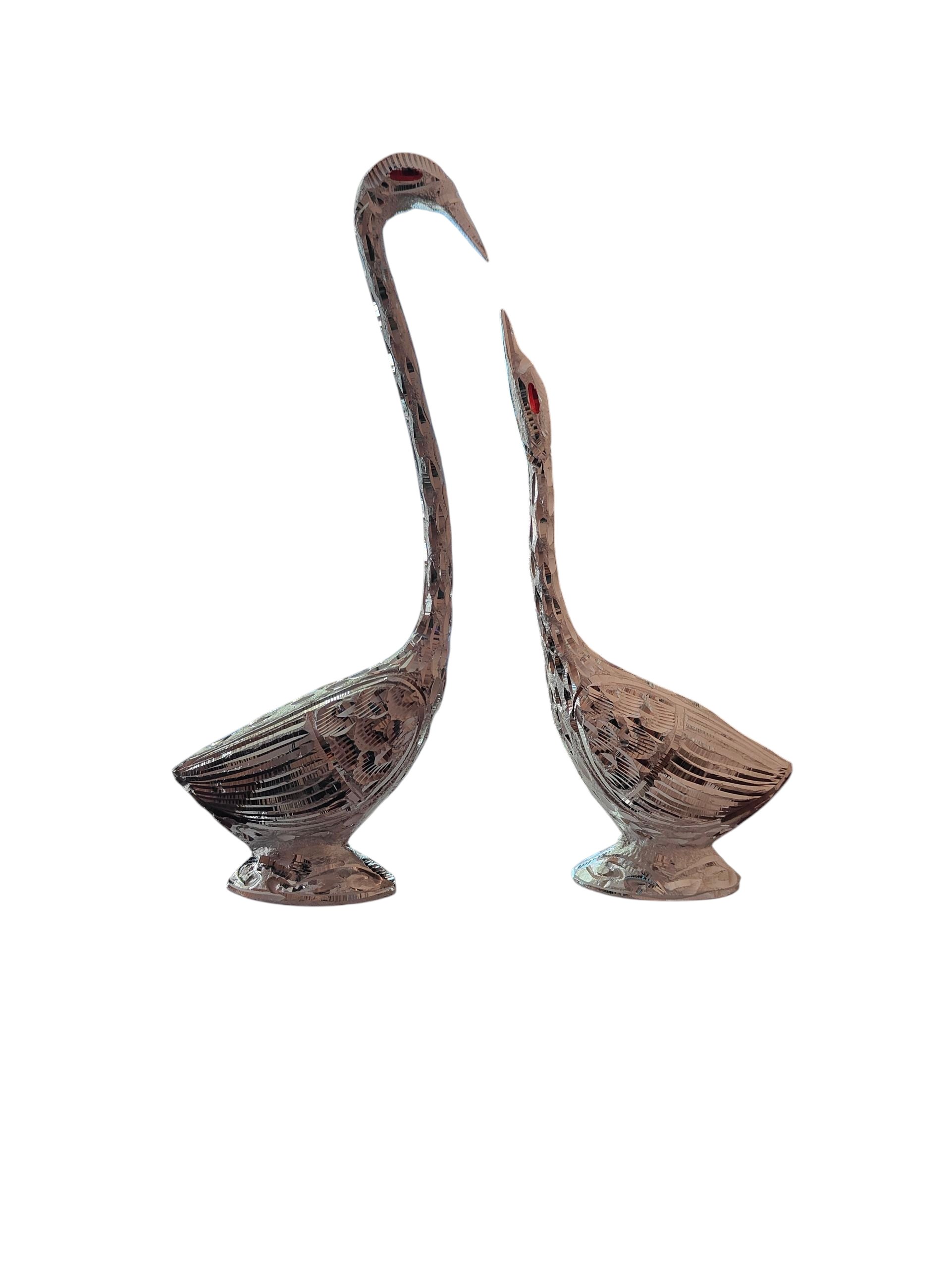 pair of kissing duck, swan showpiece for home decor (silver)