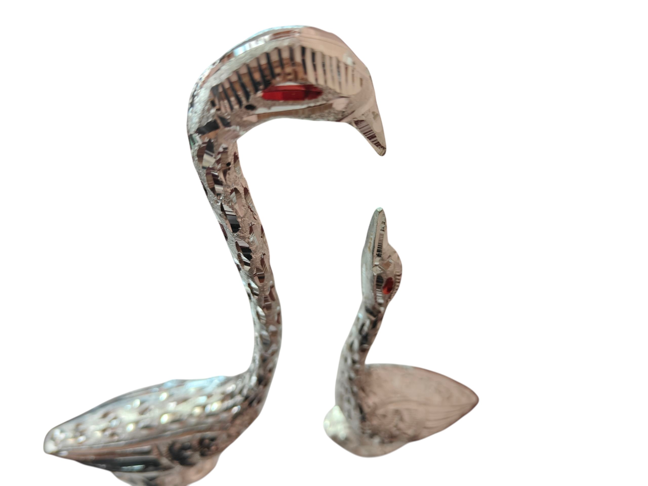 pair of kissing duck, swan showpiece for home decor (silver)