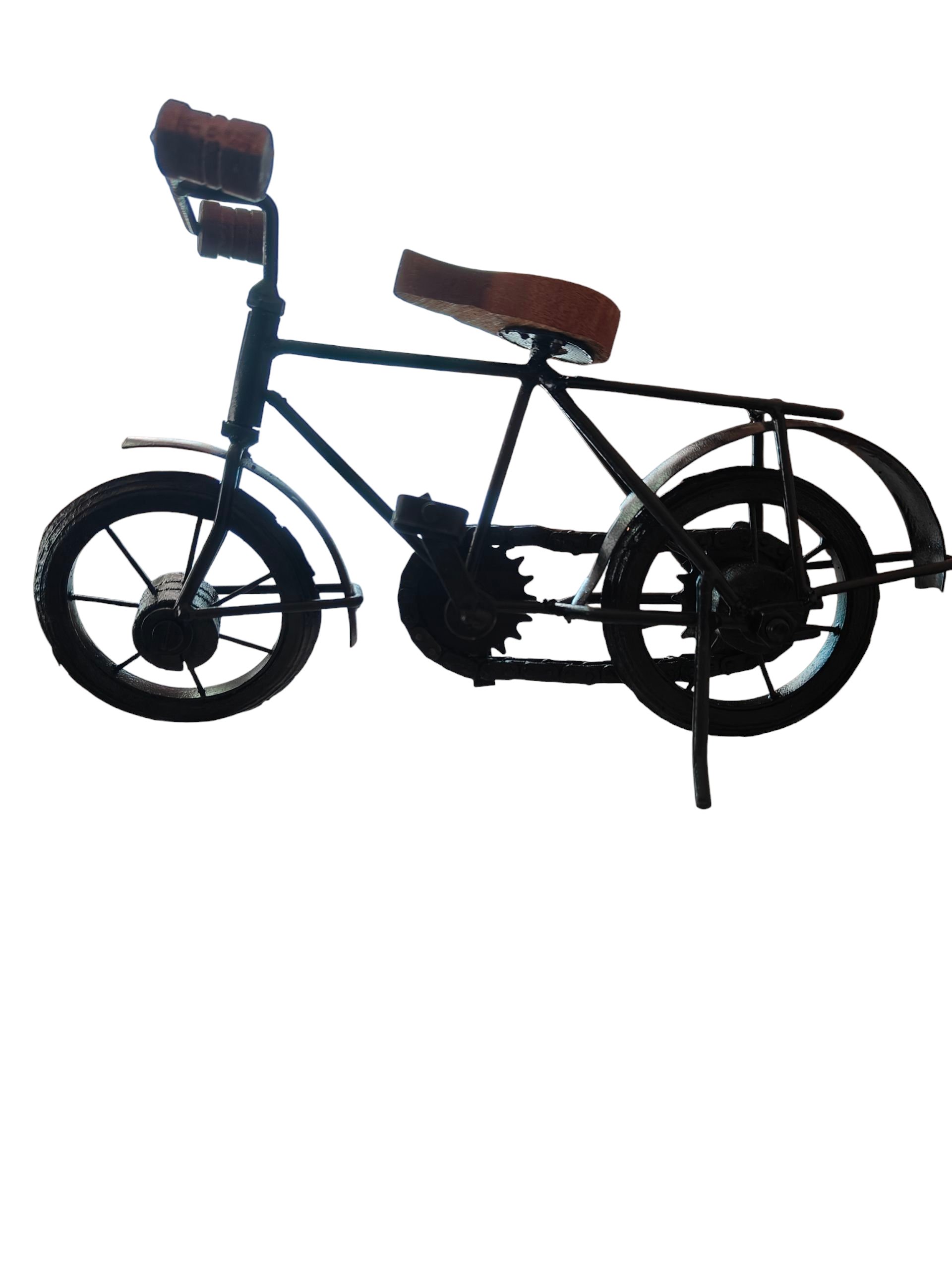 handicraft iron, wood decorative miniature of metal cycle/bicycle showpiece black