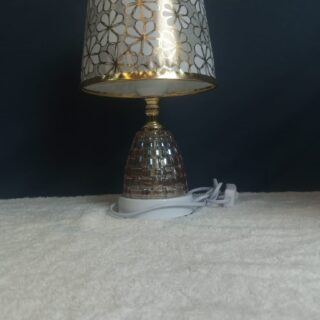 Table Lamp with Golden Floral Shades pattern with texture Glass base