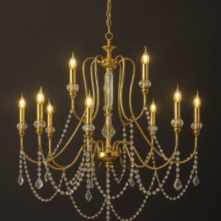 Golden Colored Crystal Chandelier