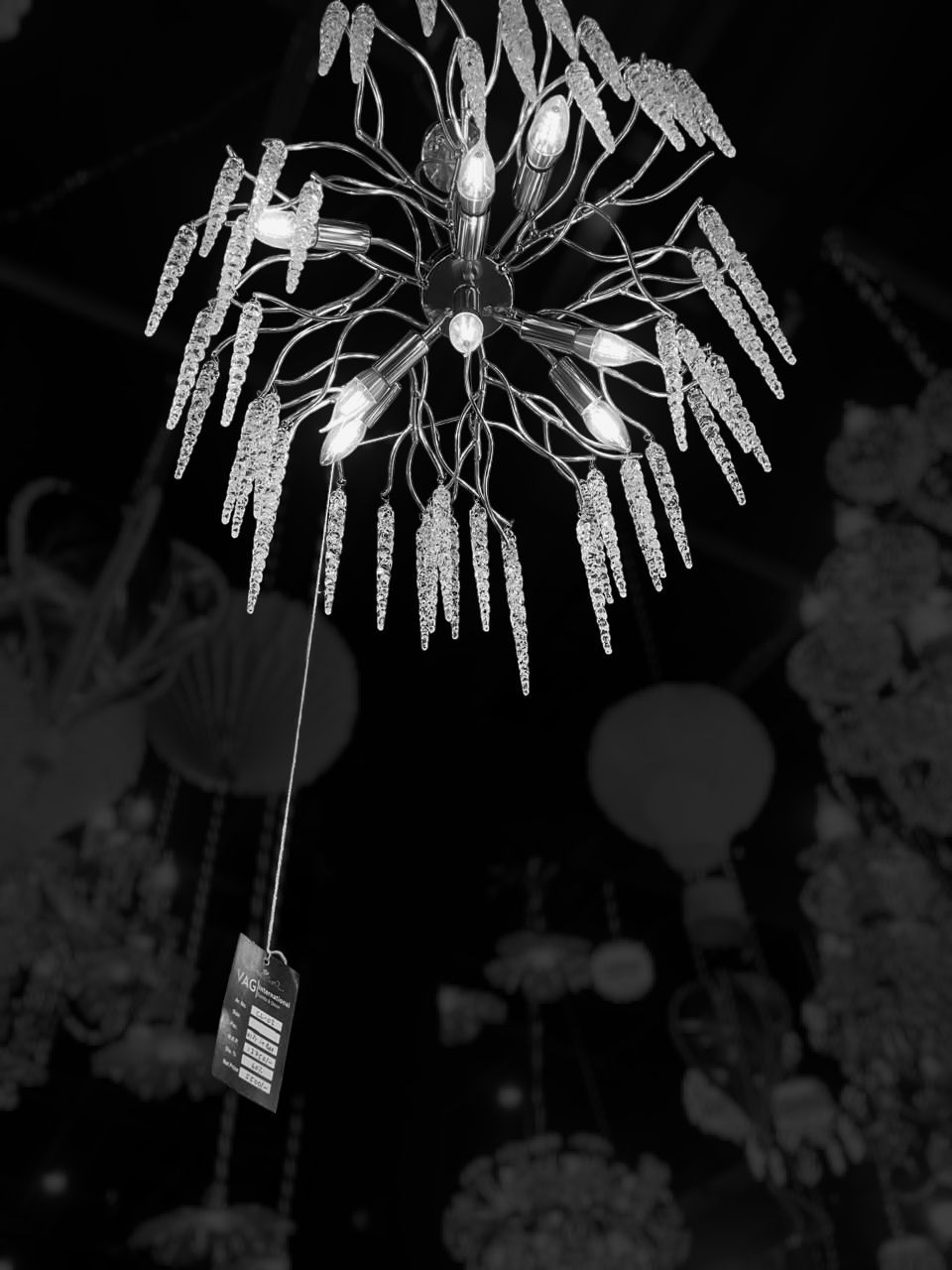 Modern Crystal Chandelier with Golden Tree Branch Frame and Raindrop like crystal accents - Image 3