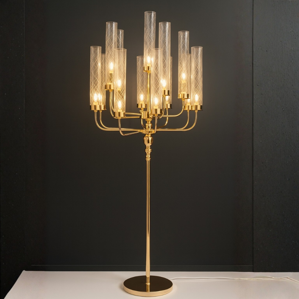 Golden colored Tiered Candelabra Floor Lamp
